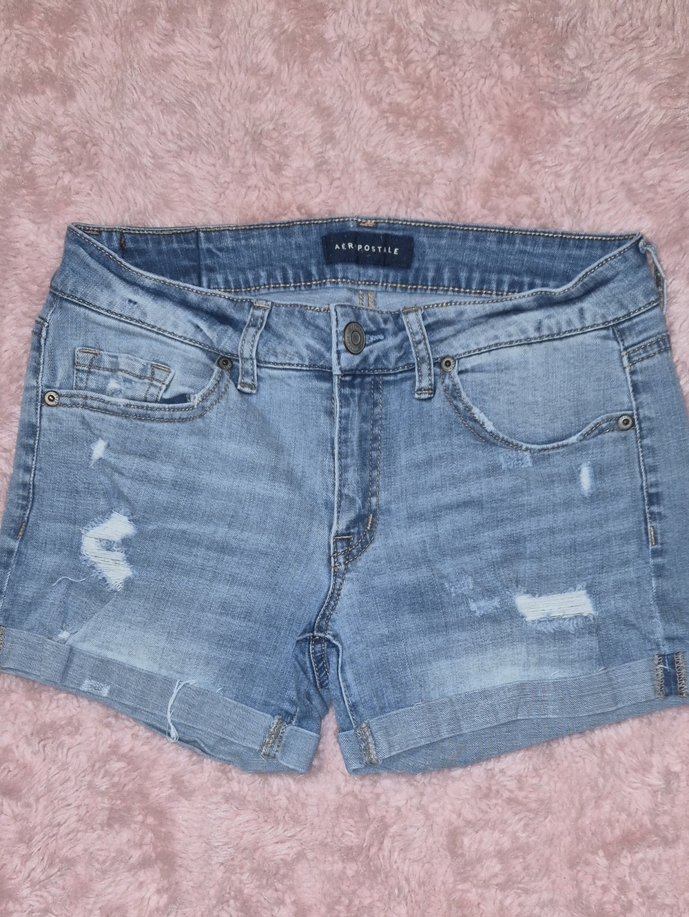 Aeropostale Light Wash Distressed Jean Shorts